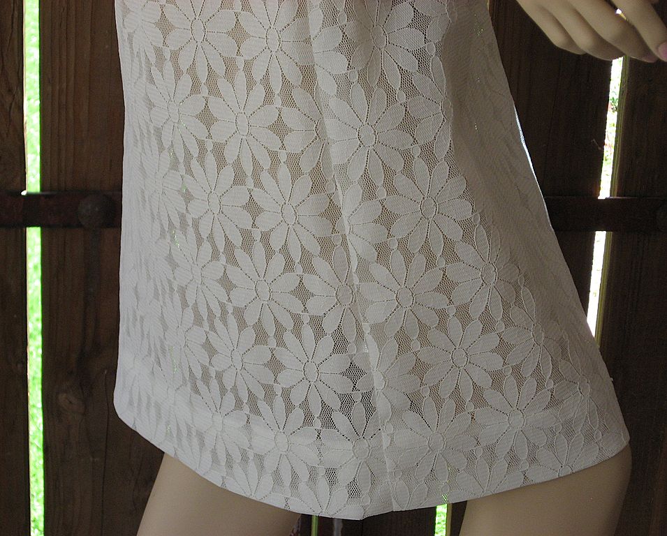 Vintage 1960's 1970's white "Mod" daisy lace shirt dress Vintage 1960's 1970's white "Mod" daisy lace shirt dress