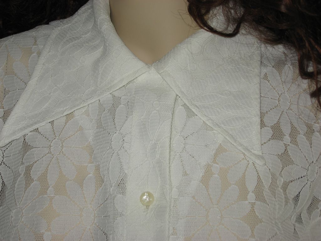 Vintage 1960's 1970's white "Mod" daisy lace shirt dress Vintage 1960's 1970's white "Mod" daisy lace shirt dress