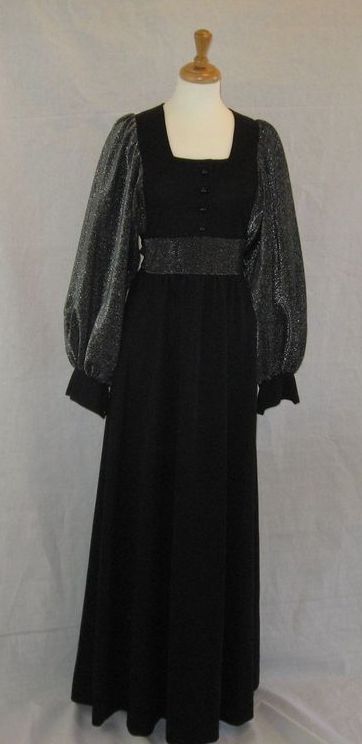 Vintage 1970's Black & Silver knit evening maxi dress ~ Richard Shops~ British Vintage 1970's Black & Silver knit evening maxi dress ~ Richard Shops~ British