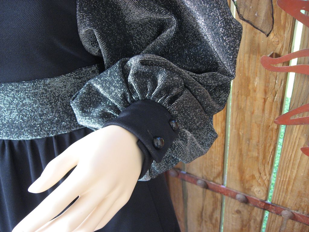 Vintage 1970's Black & Silver knit evening maxi dress ~ Richard Shops~ British Vintage 1970's Black & Silver knit evening maxi dress ~ Richard Shops~ British