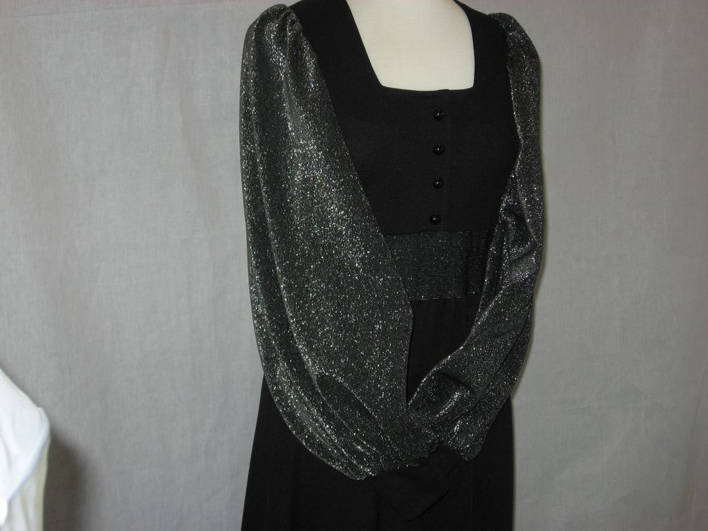 Vintage 1970's Black & Silver knit evening maxi dress ~ Richard Shops~ British Vintage 1970's Black & Silver knit evening maxi dress ~ Richard Shops~ British