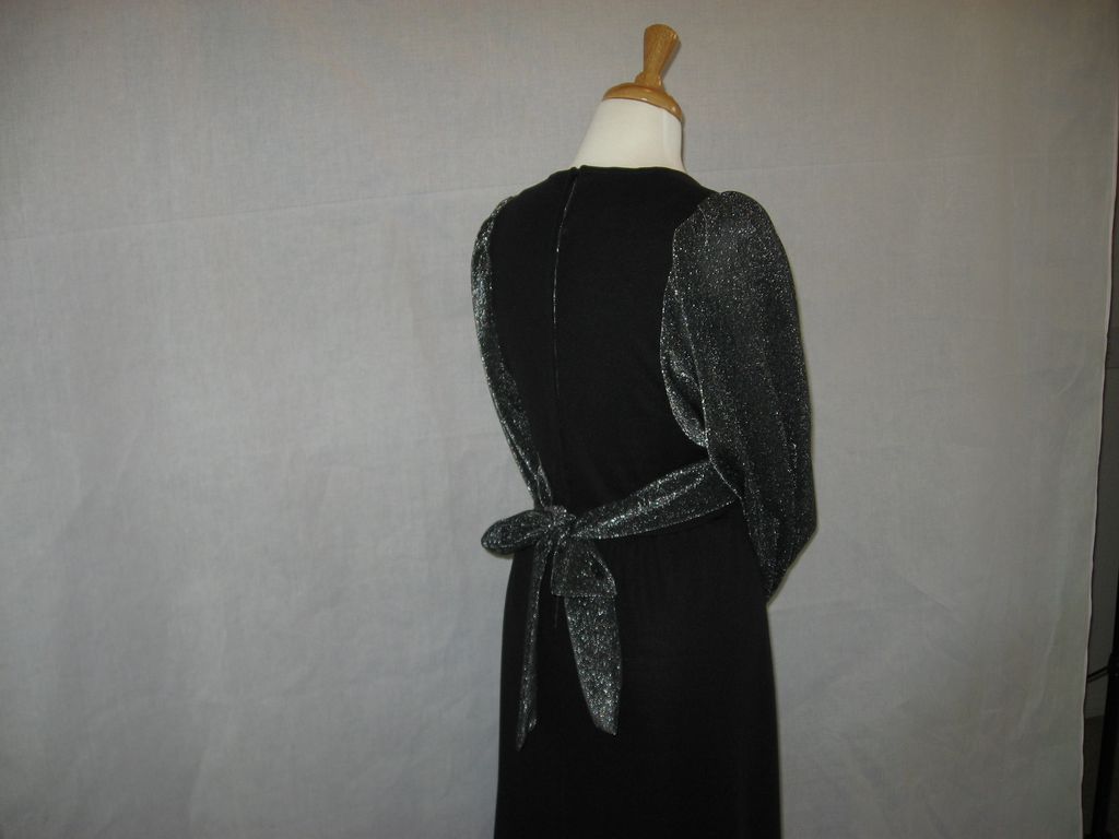 Vintage 1970's Black & Silver knit evening maxi dress ~ Richard Shops~ British Vintage 1970's Black & Silver knit evening maxi dress ~ Richard Shops~ British