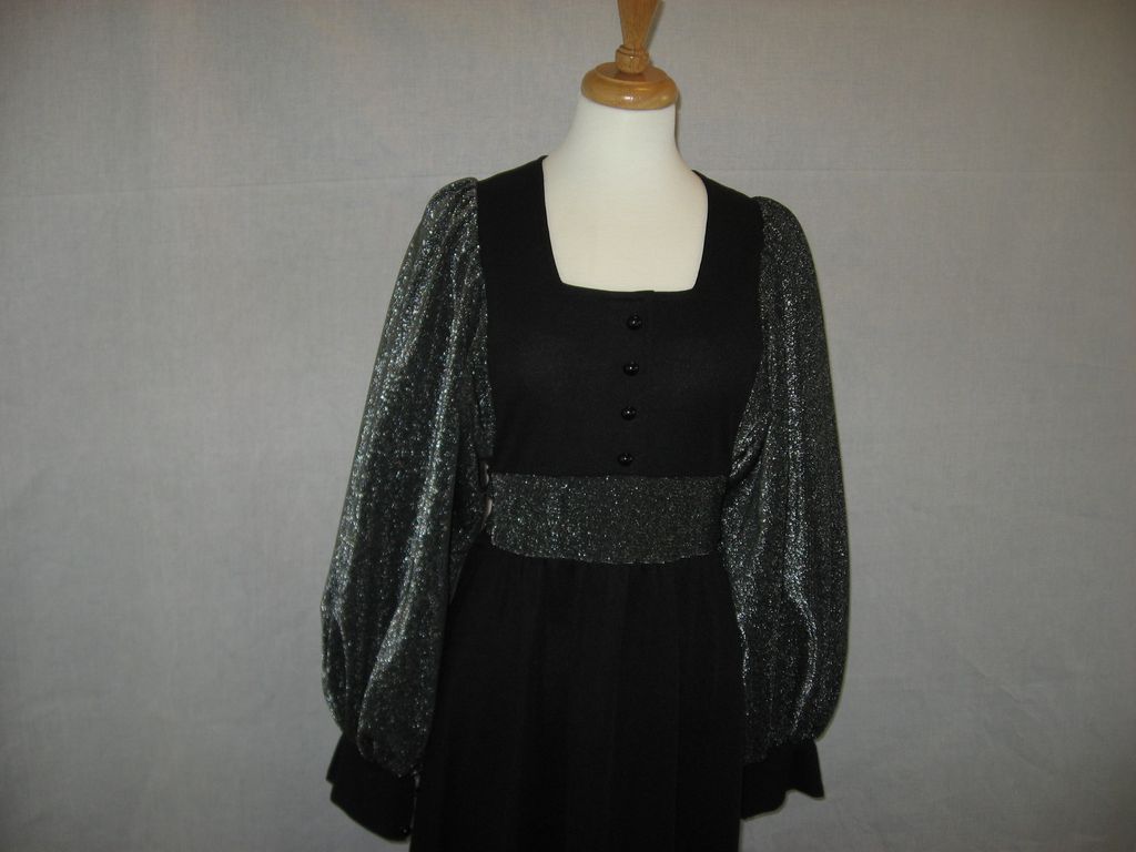 Vintage 1970's Black & Silver knit evening maxi dress ~ Richard Shops~ British Vintage 1970's Black & Silver knit evening maxi dress ~ Richard Shops~ British