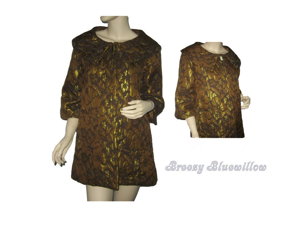 Vintage Brown, Black and Gold Brocade Women's Evening Jacket Vintage Brown, Black and Gold Brocade Women's Evening Jacket