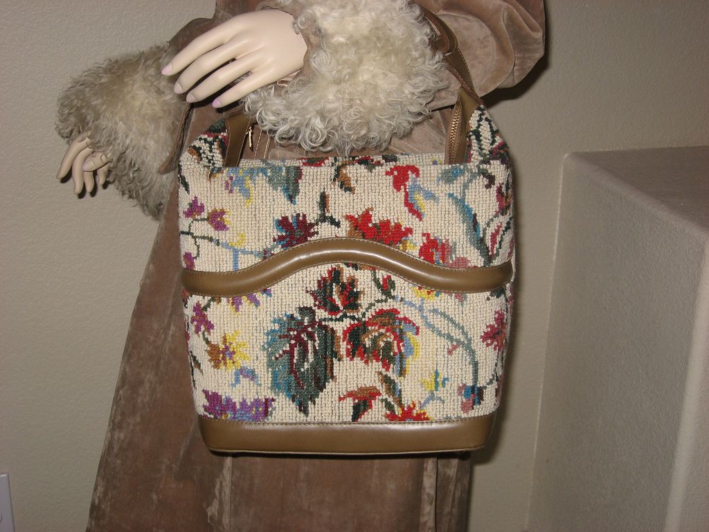 1960's Tapestry carpet bucket purse handbag 1960's Tapestry carpet bucket purse handbag