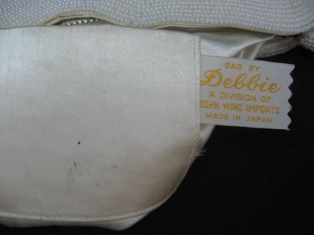 Vintage White Beaded Evening Clutch bag by Debbie Vintage White Beaded Evening Clutch bag by Debbie