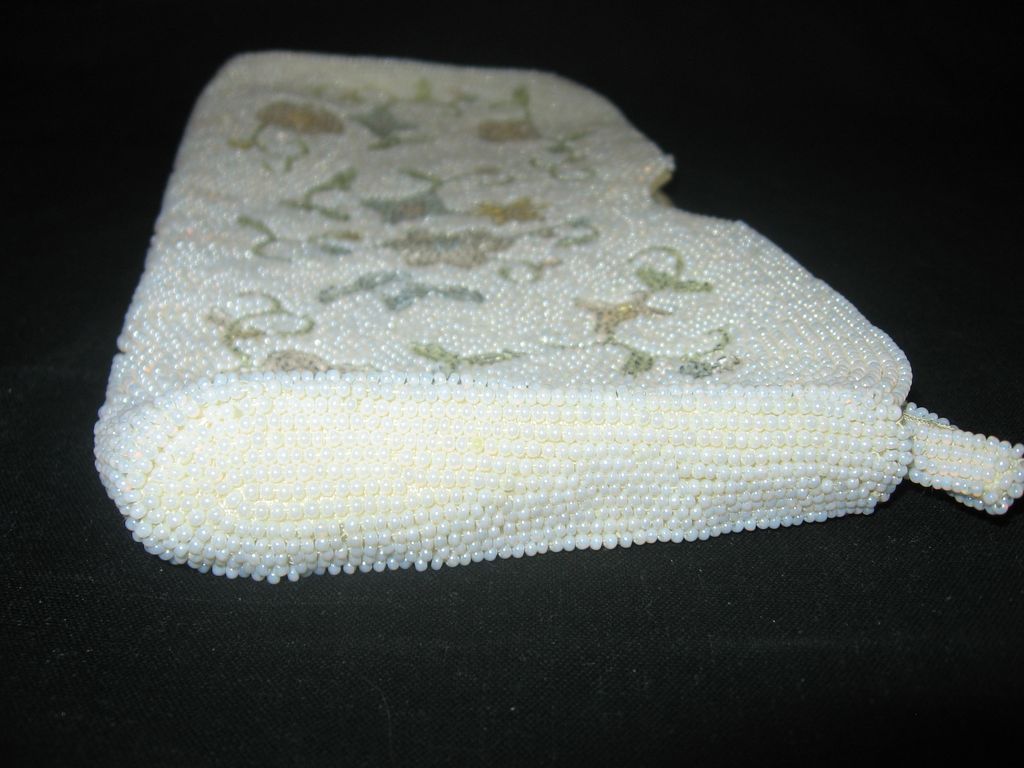 Vintage White Beaded Evening Clutch bag by Debbie Vintage White Beaded Evening Clutch bag by Debbie