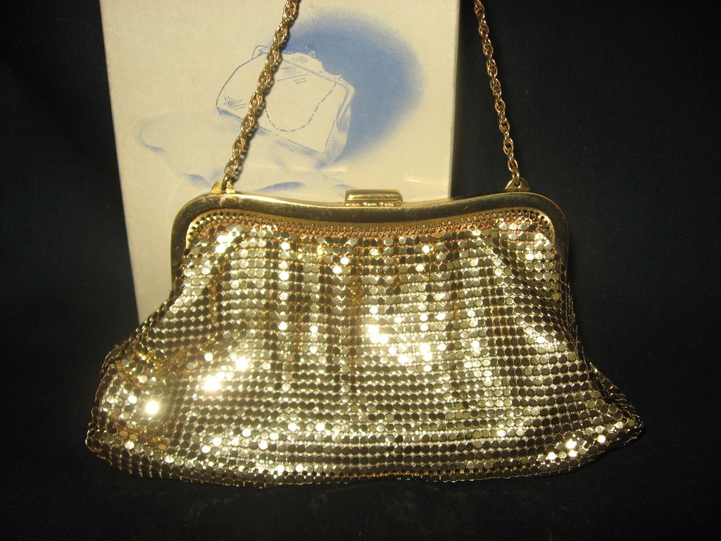 Vintage Whiting and Davis Mesh Evening Bag Rhinestone clasp w/box Vintage Whiting and Davis Mesh Evening Bag Rhinestone clasp w/box