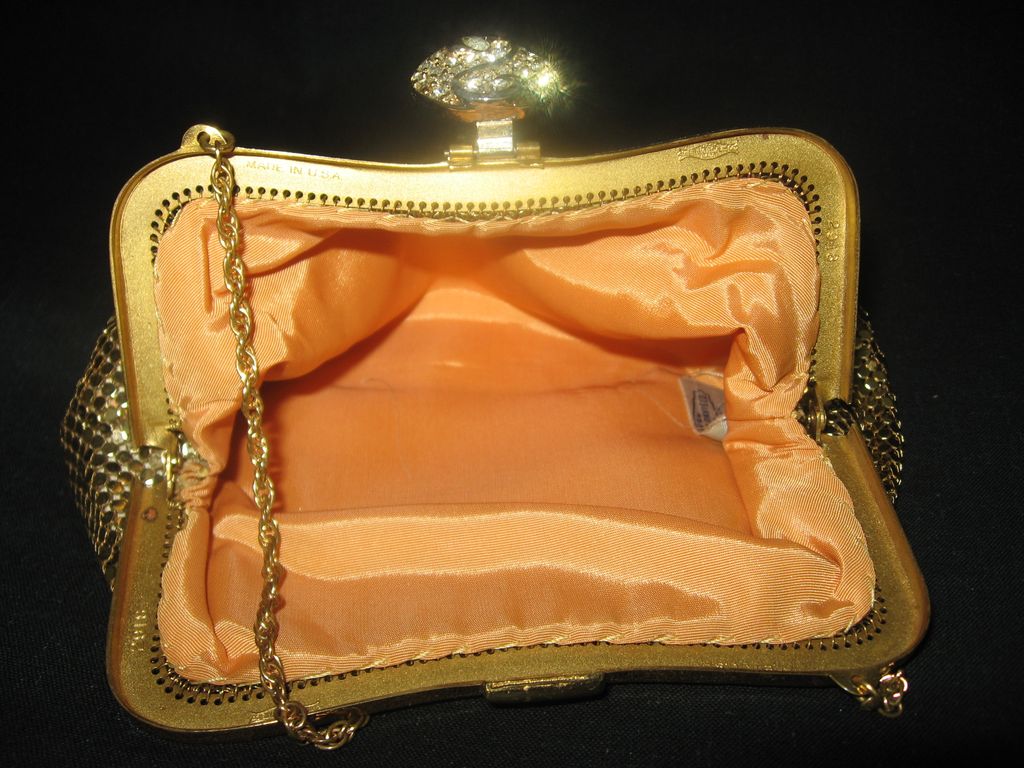 Vintage Whiting and Davis Mesh Evening Bag Rhinestone clasp w/box Vintage Whiting and Davis Mesh Evening Bag Rhinestone clasp w/box
