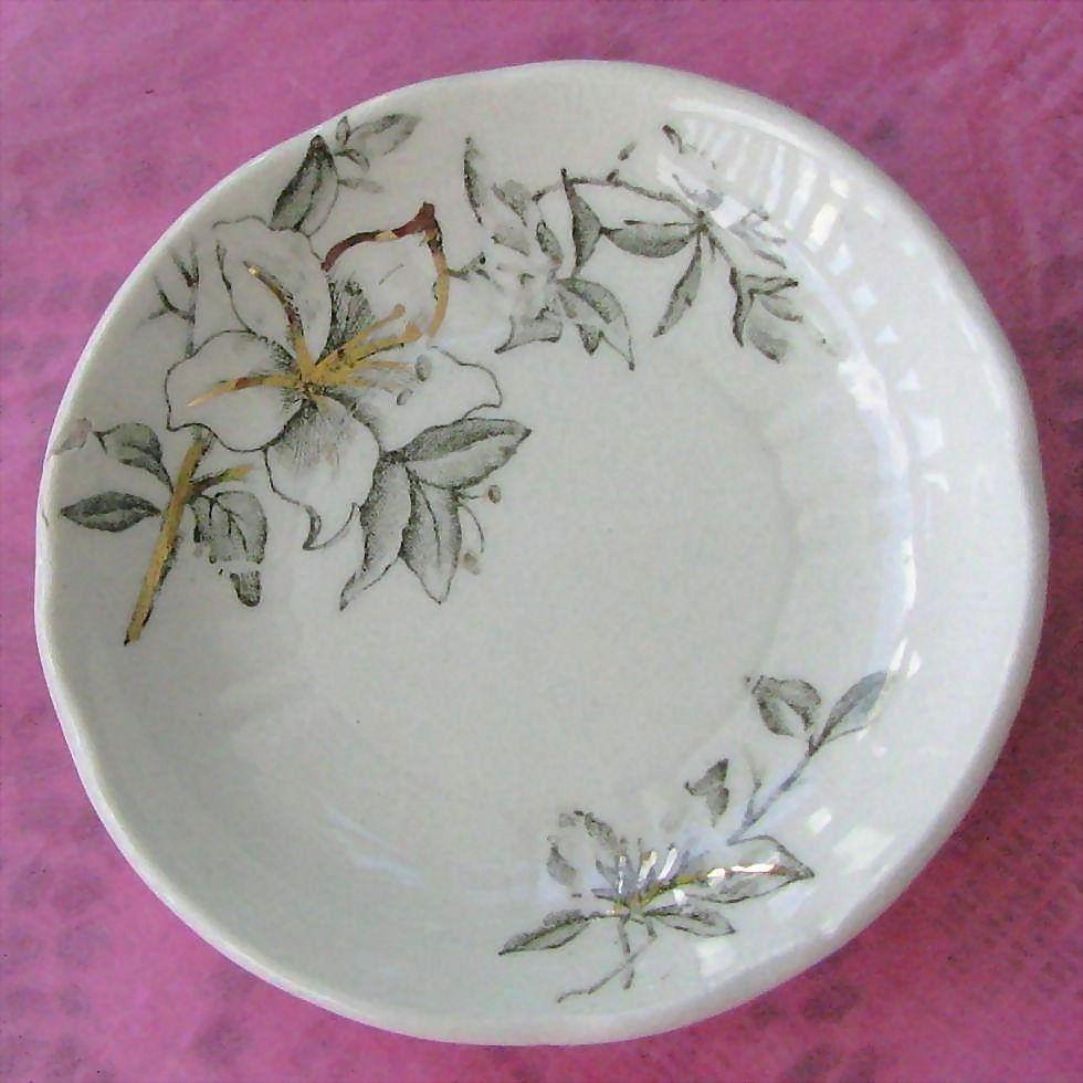VICTORIAN Era Butter Pats(6) w/Gilded Moss Green Floral Design VICTORIAN Era Butter Pats(6) w/Gilded Moss Green Floral Design