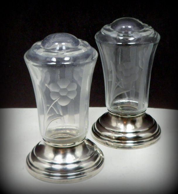 Vintage Sterling Silver Cut Glass Shakers 1930s Salt Pepper Last Chance Vintage Sterling Silver Cut Glass Shakers 1930s Salt Pepper Last Chance