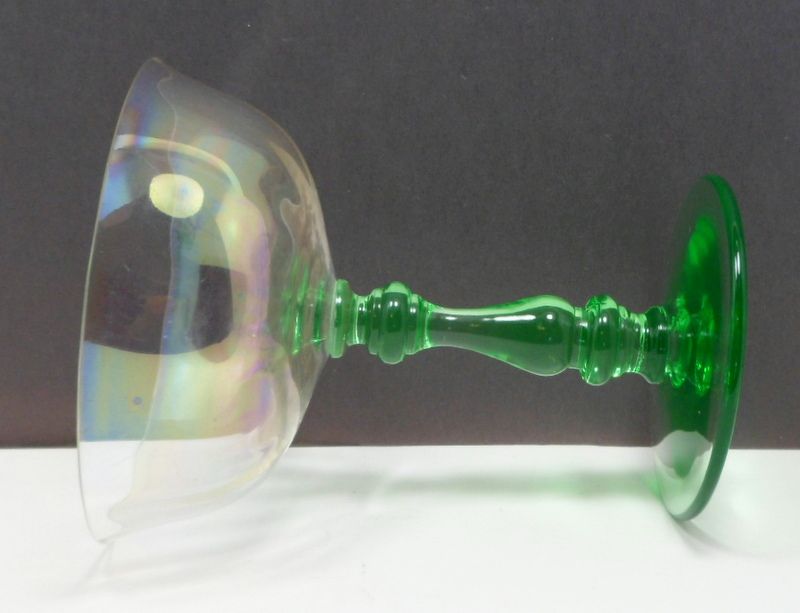 2 Tiffin Iridescent Optic Champagne Sherbet Glasses Green Stems Stemware 2 Tiffin Iridescent Optic Champagne Sherbet Glasses Green Stems Stemware