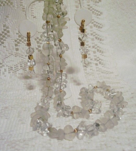 Napier Clear, Frosted and Goldtone Long Beaded Necklace Napier Clear, Frosted and Goldtone Long Beaded Necklace