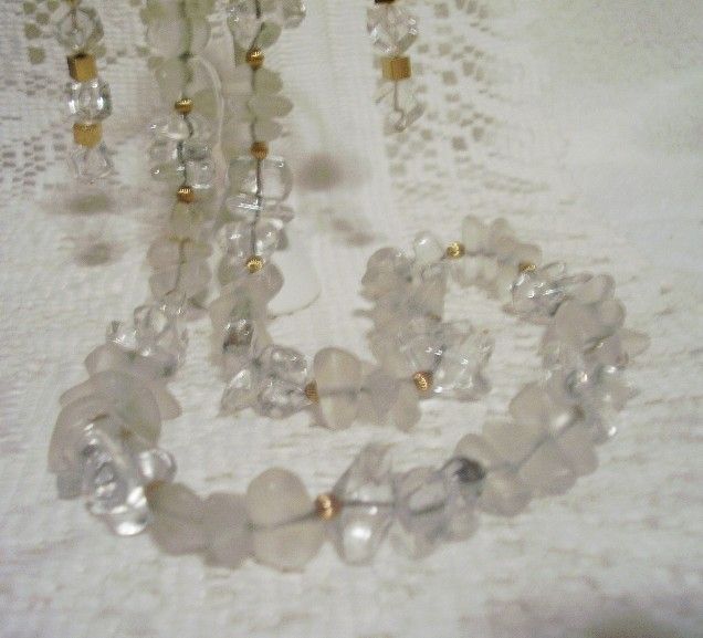 Napier Clear, Frosted and Goldtone Long Beaded Necklace Napier Clear, Frosted and Goldtone Long Beaded Necklace