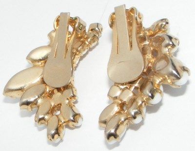 Vintage Milk Glass and AB Rhinestone Clip Earrings Vintage Milk Glass and AB Rhinestone Clip Earrings