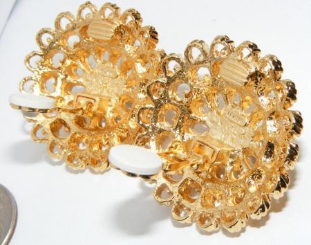 Vintage Big and Bold Faux Pearl Filigree Flower Earrings Vintage Big and Bold Faux Pearl Filigree Flower Earrings