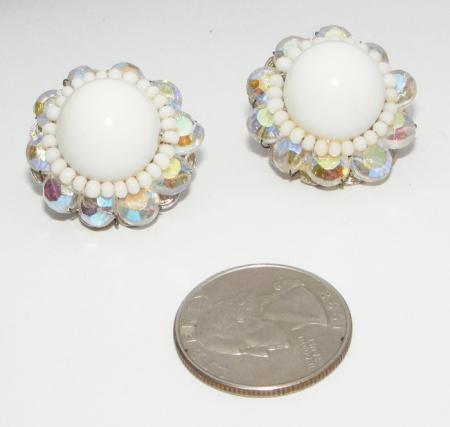 Vintage HOBE AB Crystal White Bead Earrings Vintage HOBE AB Crystal White Bead Earrings
