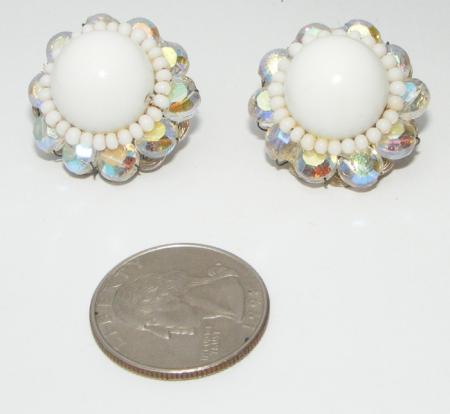 Vintage HOBE AB Crystal White Bead Earrings Vintage HOBE AB Crystal White Bead Earrings