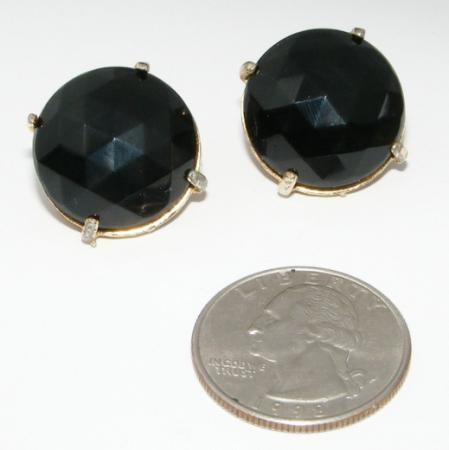 Vintage HOBE Faceted Black Glass Clip On Earrings Vintage HOBE Faceted Black Glass Clip On Earrings