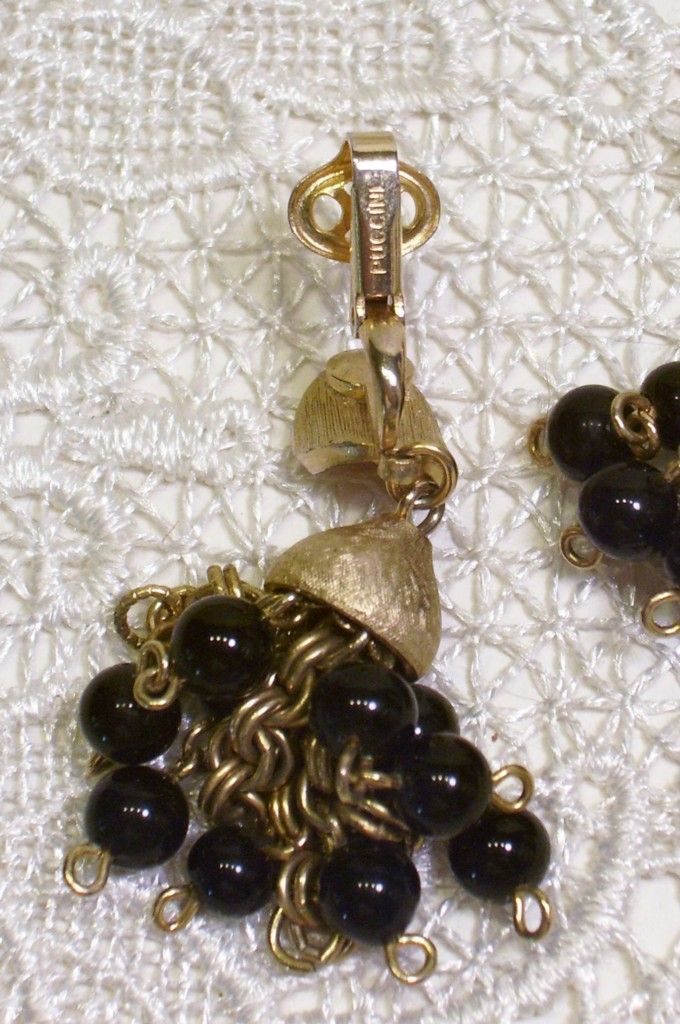 Puccini Goldtone Black Bead Chain Dangle Earrings Puccini Goldtone Black Bead Chain Dangle Earrings