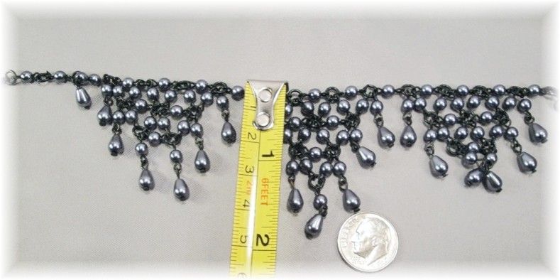 Vintage Czech Gray Faux Pearl Glass Drop Bead Necklace Vintage Czech Gray Faux Pearl Glass Drop Bead Necklace