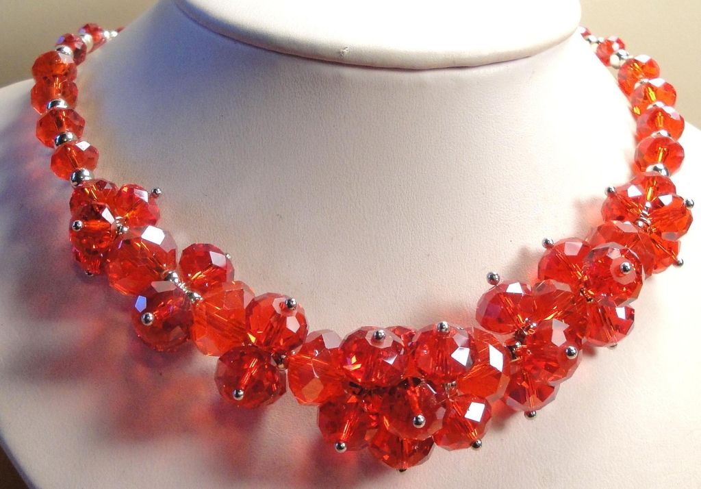 Stunning Vintage Glass Crystal Bead Necklace Set Stunning Vintage Glass Crystal Bead Necklace Set