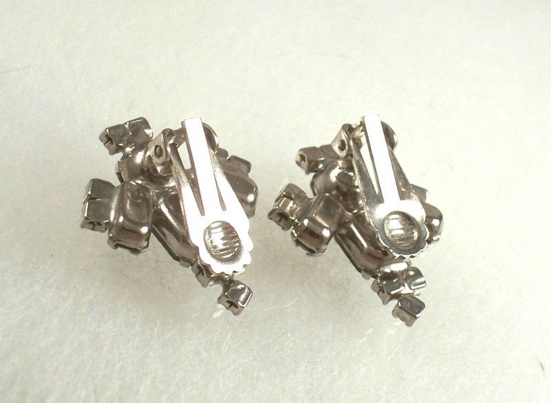 Vintage Black Clear Rhinestone Earrings Vintage Black Clear Rhinestone Earrings
