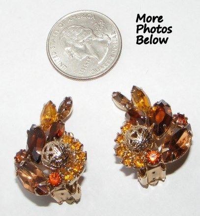 Vintage Rhinestone & Filigree Metal Bead Earrings Vintage Rhinestone & Filigree Metal Bead Earrings