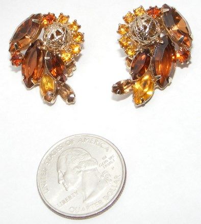 Vintage Rhinestone & Filigree Metal Bead Earrings Vintage Rhinestone & Filigree Metal Bead Earrings