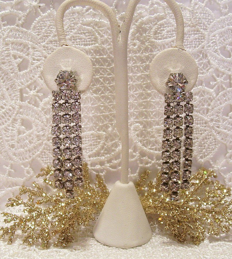 Vintage Waterfall Clear Rhinestone Earrings Vintage Waterfall Clear Rhinestone Earrings