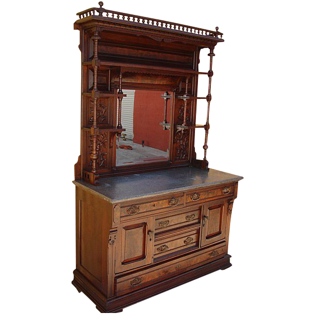 Antique Furniture Antique Victorian Marble Top Display Hutch Buffet Cabinet Antique Furniture Antique Victorian Marble Top Display Hutch Buffet Cabinet