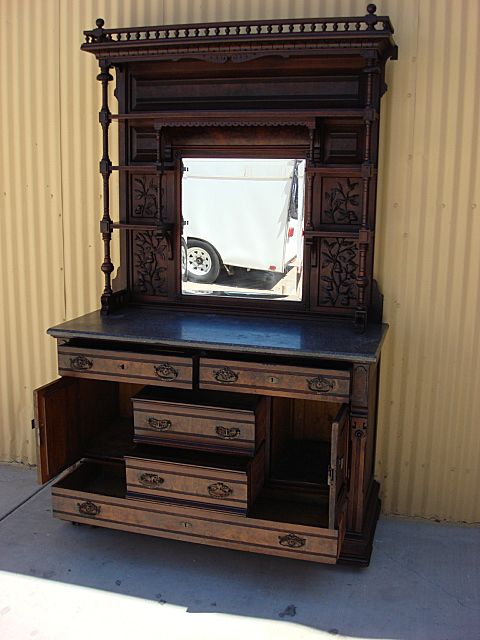 Antique Furniture Antique Victorian Marble Top Display Hutch Buffet Cabinet Antique Furniture Antique Victorian Marble Top Display Hutch Buffet Cabinet