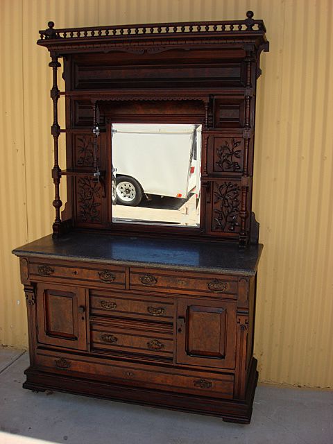 Antique Furniture Antique Victorian Marble Top Display Hutch Buffet Cabinet Antique Furniture Antique Victorian Marble Top Display Hutch Buffet Cabinet
