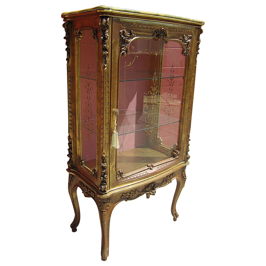 Italian Antique Carved Display Case China Vitrine!