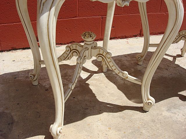 Pair of French Provincial Marble Top Painted Side Lamp Tables Shabby Chic! Pair of French Provincial Marble Top Painted Side Lamp Tables Shabby Chic!