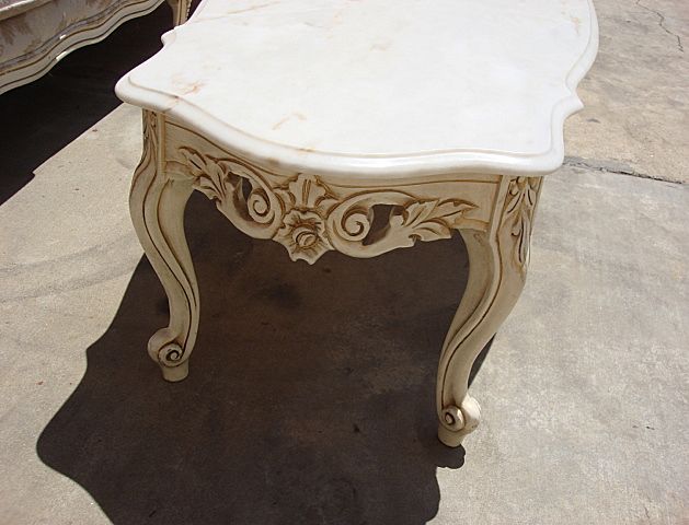 Elegant Vintage Painted French Style Marble Top Coffee Table Shabby Chic! Elegant Vintage Painted French Style Marble Top Coffee Table Shabby Chic!
