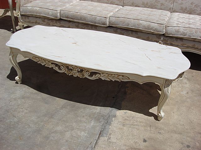 Elegant Vintage Painted French Style Marble Top Coffee Table Shabby Chic! Elegant Vintage Painted French Style Marble Top Coffee Table Shabby Chic!