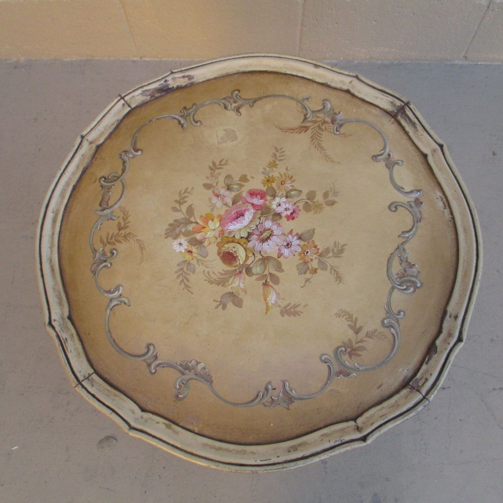 French Antique Tole Painted Table Painted table, French antiques