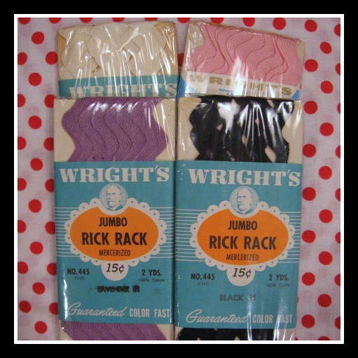 Rare JUMBO Cotton Rick Rack in packaging - Lavender, Pink, Black, White Rare JUMBO Cotton Rick Rack in packaging - Lavender, Pink, Black, White