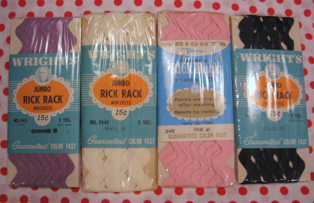 Rare JUMBO Cotton Rick Rack in packaging - Lavender, Pink, Black, White Rare JUMBO Cotton Rick Rack in packaging - Lavender, Pink, Black, White