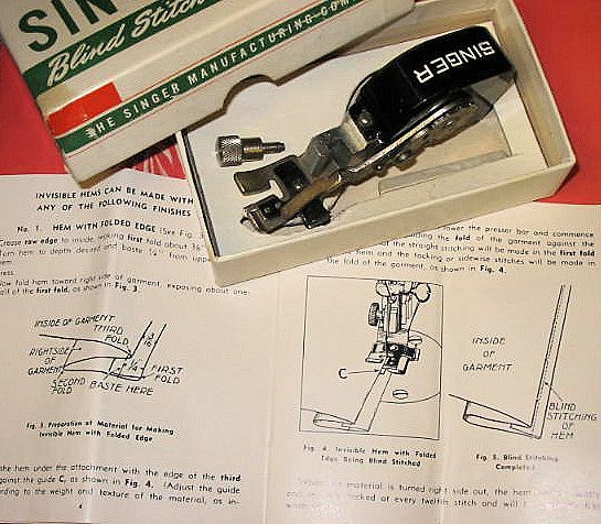 Singer 15, 99, 221 Featherweight sewing machine Blind Stitch attachment does Even MORE Singer 15, 99, 221 Featherweight sewing machine Blind Stitch attachment does Even MORE