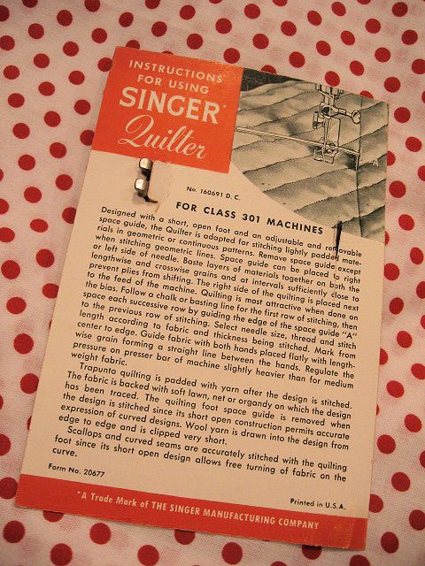Singer Quilting Attachment fits 301, 401A sewing machines + others Singer Quilting Attachment fits 301, 401A sewing machines + others