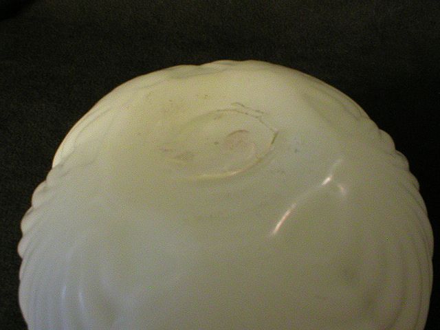 Consolidated Glass Co. Yellow Satin Glass "Shell & Seaweed" Rose Bowl Consolidated Glass Co. Yellow Satin Glass "Shell & Seaweed" Rose Bowl