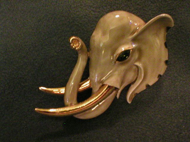 Coro Vendome Gold-Tone & Enamel Figural Elephant Brooch Coro Vendome Gold-Tone & Enamel Figural Elephant Brooch