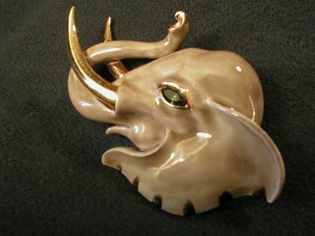Coro Vendome Gold-Tone & Enamel Figural Elephant Brooch Coro Vendome Gold-Tone & Enamel Figural Elephant Brooch