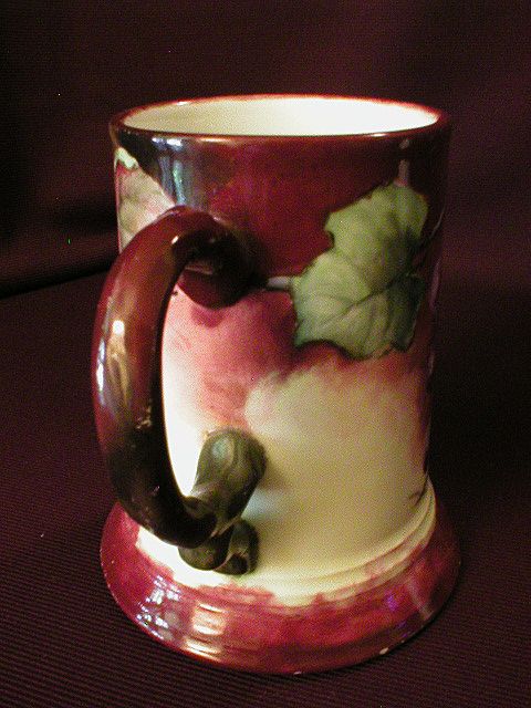J Pouyat Hand-Painted Porcelain Stein w/Grape Design J Pouyat Hand-Painted Porcelain Stein w/Grape Design