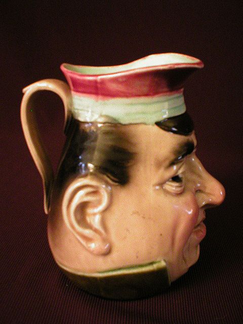 Sarreguemines Majolica "The Black Bill" Face Jug Sarreguemines Majolica "The Black Bill" Face Jug