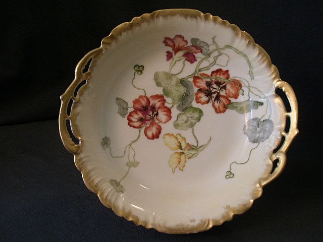 Charles Field Haviland Hand-Painted Serving Bowl w/Nasturtium Flowers Charles Field Haviland Hand-Painted Serving Bowl w/Nasturtium Flowers