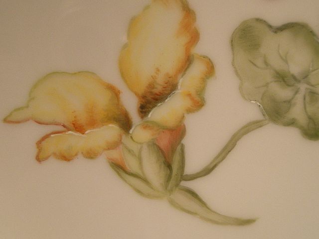 Charles Field Haviland Hand-Painted Serving Bowl w/Nasturtium Flowers Charles Field Haviland Hand-Painted Serving Bowl w/Nasturtium Flowers