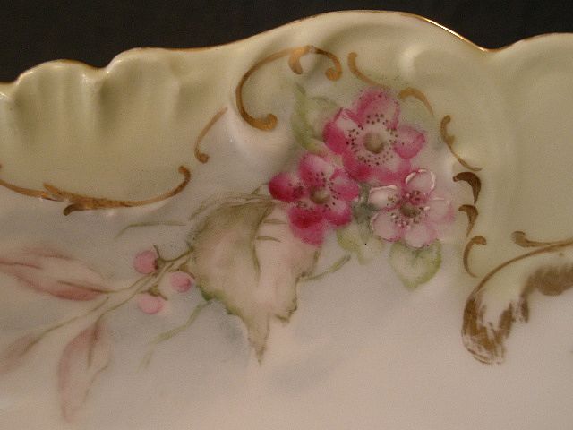 Laviloette Limoges China H.P. Charger Plate w/Apple Blossom & Gold Decoration Laviloette Limoges China H.P. Charger Plate w/Apple Blossom & Gold Decoration